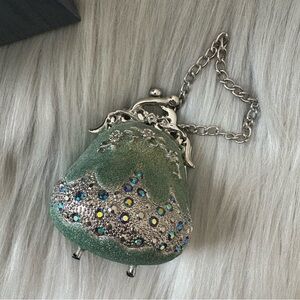 Perry Borrelli Light Green Sparkle & Crystal Purse Trinket Box